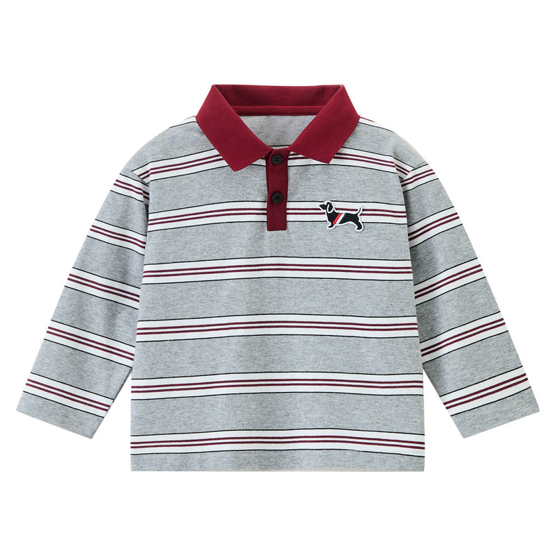 ASK儿童T恤男童条纹polo衫上衣服