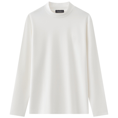 Marc O'Polo/MOP冬季新款休闲柔软德绒logo绣花半高领长袖T恤男士