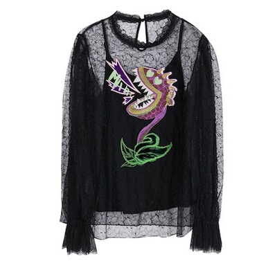 MIIDII谜底2022春秋款高订款圆领两件套蕾丝上衣女刺绣221GS0122