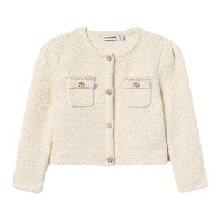 self-portrait 2025早春童装象牙白小香风亮片针织外套开衫