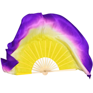 梦蝶飞舞原版真丝舞蹈扇一对跳舞扇双面渐变色古典舞胶州秧歌扇子