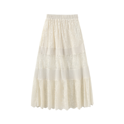 CUBIC蕾丝针织拼接蕾丝半裙