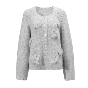 NON RESTRAIN法式立体重工绣花羊毛针织开衫女高级感气质毛衣外套