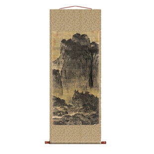 范宽溪山行旅图卷轴挂画仿古画复制品山水画玄关书房茶楼装饰画
