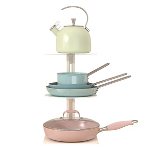 JEOYI奶油白锅架台面锅具收纳架厨房置物架下水槽多层放锅架子