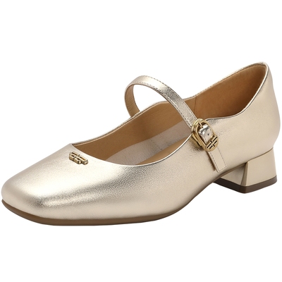 百丽金色五金色系方头