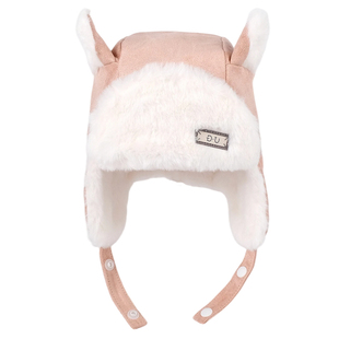 嘟嘟啦冬季儿童雷锋帽毛绒护耳帽男女宝宝卡通保暖帽子婴幼儿童帽