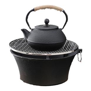 复古铸铁围炉煮茶套装家用炭火炉煮茶壶户外烧水壶可明火煮茶喝茶