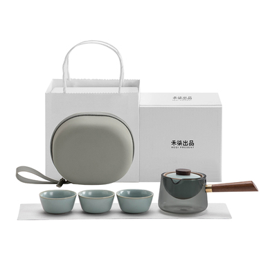 禾柒出品汝窑旋转泡茶壶懒人自动泡茶神器陶瓷旅行茶具户外快客杯