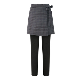 秋冬假两件加绒加厚打底裤女外穿大码格子裙裤胖mm显瘦高腰保暖裤