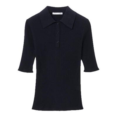 OVV春夏女装丝棉混纺短袖半开襟POLO领针织衫GNZBJ14016A