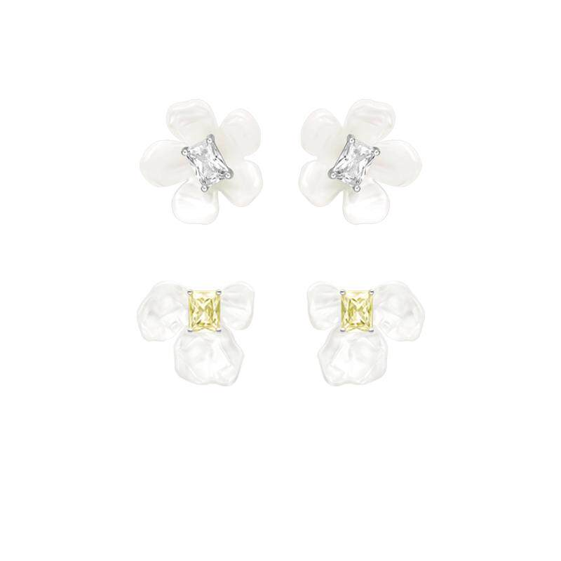 【自营】HEFANG Jewelry/何方珠宝花园系列小苍兰/白鸢尾方糖耳环