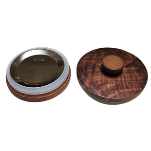 实木密封盖黑胡桃木茶杯盖马克杯不锈钢木杯盖创意高档圆形防尘盖