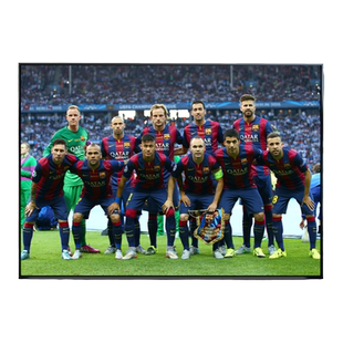 巴塞罗那壁画梅西晶瓷画照片墙 小罗欧冠罗纳尔多内马尔西甲挂画