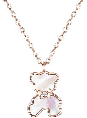 钻石小熊项链女玫瑰金色