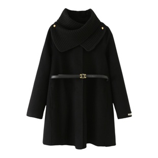 设计感斗篷围巾双面绵羊毛大衣女2026新款高端气质时尚呢子外套