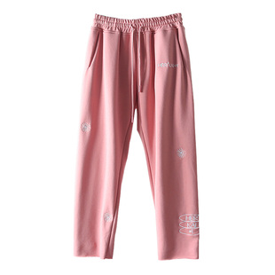 欧文同款裤子美式篮球运动长裤孟博龙粉色训练秋冬加绒直筒卫裤男