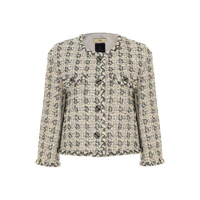 LYNEE 意大利进口花纱重工圆领直身短款复古小香风外套女