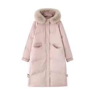 2025冬季新款中长款过膝羽绒棉服女中国结韩系加厚大毛领棉衣外套