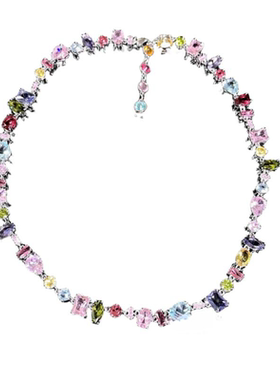 洛丽塔花园彩虹宝石项链 胭脂洋红 镀18K金糖果彩宝异形锆石 手链