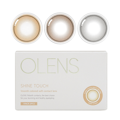 OLENS shinetouch自然大小直径美瞳月抛2片隐形眼镜琉璃黑glowy