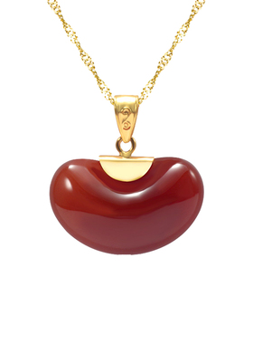 18K金相思豆吊坠玛瑙金吊坠女