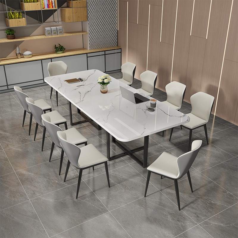 岩板会议桌长桌简约现代长方形办公会议培训桌椅组合工作台长条桌