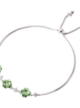 卡洛美青柠四叶手链女轻奢小众设计感可调节高级手串手饰新年礼物