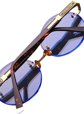 蓝色水晶石头无框天然合成太阳镜