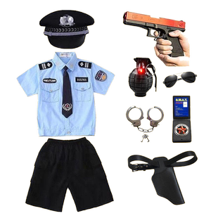 儿童小警察套装手铐帽子男女童角色扮演演出服警官装备玩具全套