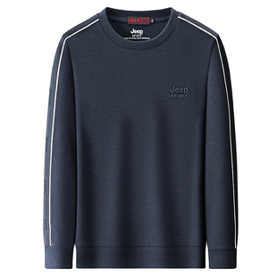 jeep吉普官方正品春秋新款圆领长袖t恤男士个性时尚潮流卫衣百搭