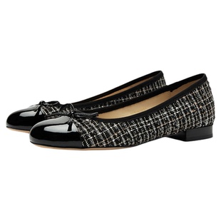 Nine West/玖熙黑金菱格小香风单鞋女2026春季新款舒适通勤平底鞋