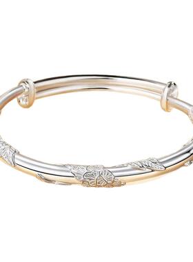 繁花似锦手镯纯白银999Kitty猫镯子实心情人节送女友闺蜜生日礼物