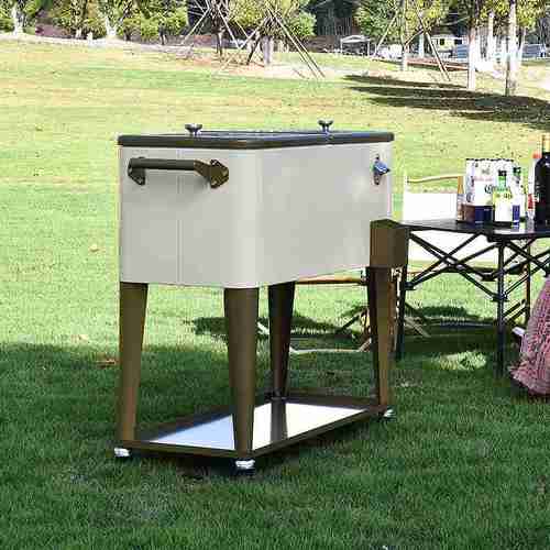 红色复古铁艺户外保温箱拉杆75升商用摆摊露营冰鲜食品冰块冷藏箱