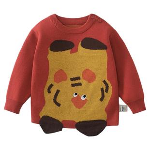 [新年清仓]齐齐熊宝宝毛衣秋冬款男童新年卫衣儿童红色女童拜年服