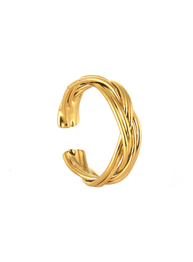 LAVLA复古轻奢编织条纹开口戒