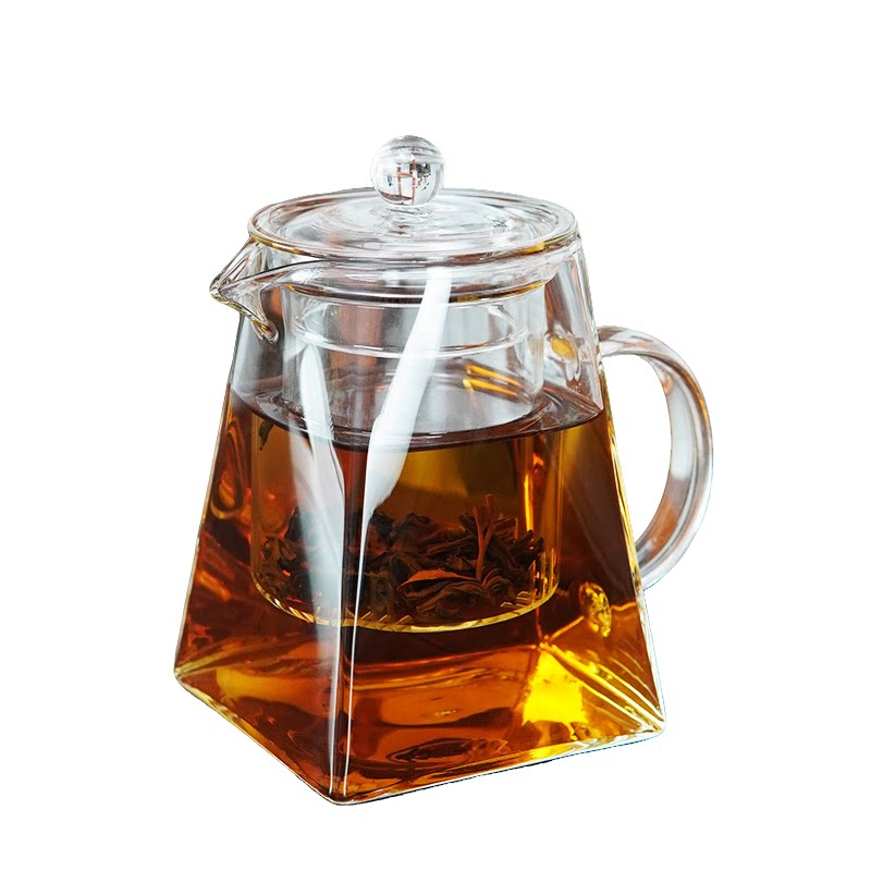 茗言玻璃方壶加厚耐高温玻璃茶壶家用耐热水壶中式花茶普洱泡茶壶