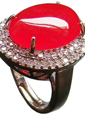 胡二翡翠天然南红金镶玉玉戒指