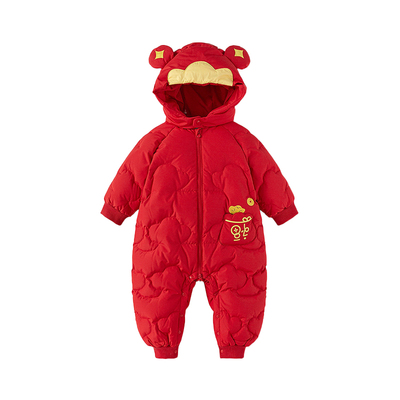 宝宝连体衣羽绒服过年服加厚爬服