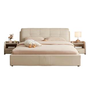 政府补贴全友家居现代简约1米5真皮床2025新款黑色卧室1米8双人床