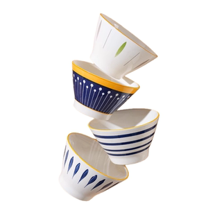 吃饭碗家用陶瓷高颜值5英寸斗笠碗四季繁花米饭碗釉下彩新款瓷碗