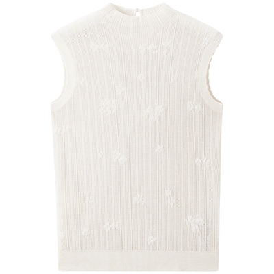 绵羊毛 COMME MOI吕燕设计师2026年早春新款女提花无袖针织衫