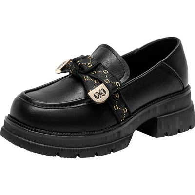 大东厚底乐福鞋女2025新款秋冬一脚蹬不累脚单鞋英伦风小皮鞋女鞋