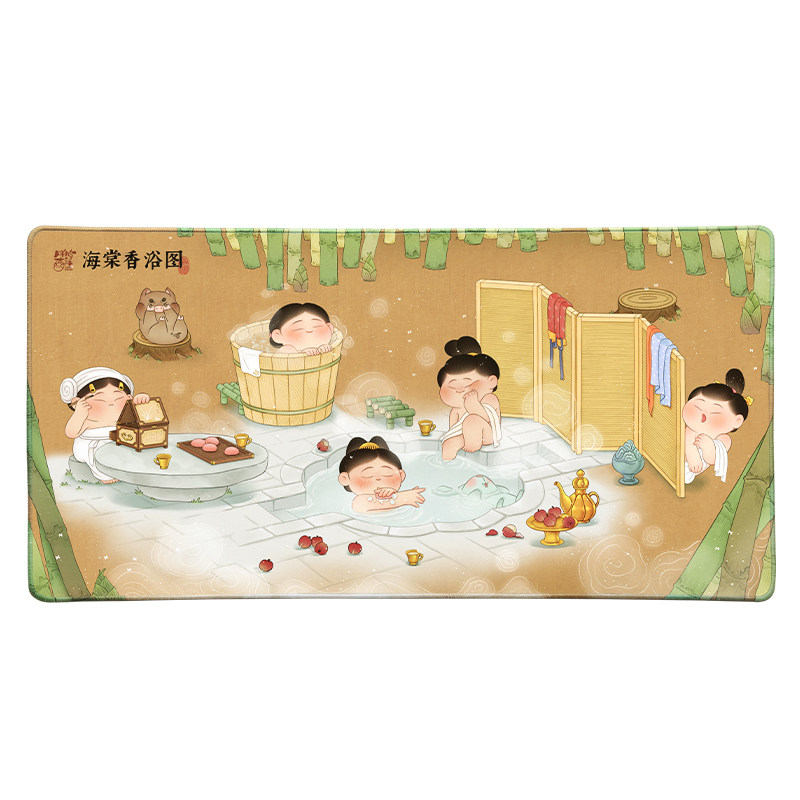 胖脸吉祥海棠香浴防水女生鼠标垫