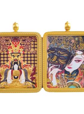 手绘描金扎基拉姆藏式吊坠