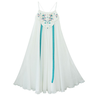 现货【香阁粉忆】复古侧开叉开衫流苏刺绣吊带裙女士撞色夏季套装