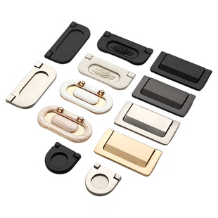 免开槽衣柜抽屉拉手现代简约橱柜黑色明装暗扣金拉环平板柜子把手