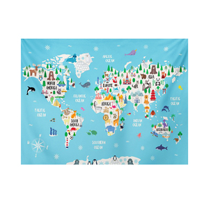 动物插画婴儿小孩房间卧室可爱挂布 生日布置挂墙装饰布背景画布