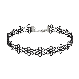 不掉色黑色蕾丝choker颈链女项圈钛钢配件百搭短款项链颈带锁骨链