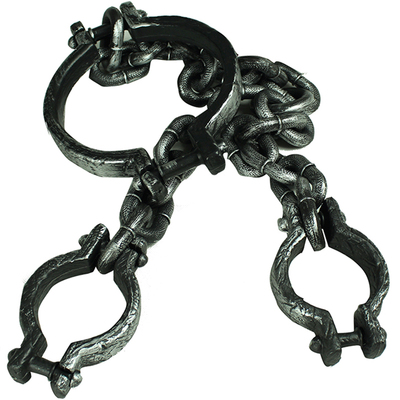 万圣节装饰品影视表演道具塑料囚犯犯人铁链脚镣手镣手铐手链武器
